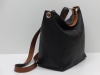 Fekete-konyakbarna női bőr táska, válltáska (Genuine)