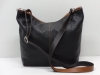 Fekete-konyakbarna női bőr táska, válltáska (Genuine)